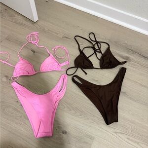 Skims Pink and Brown Bikini Set size m